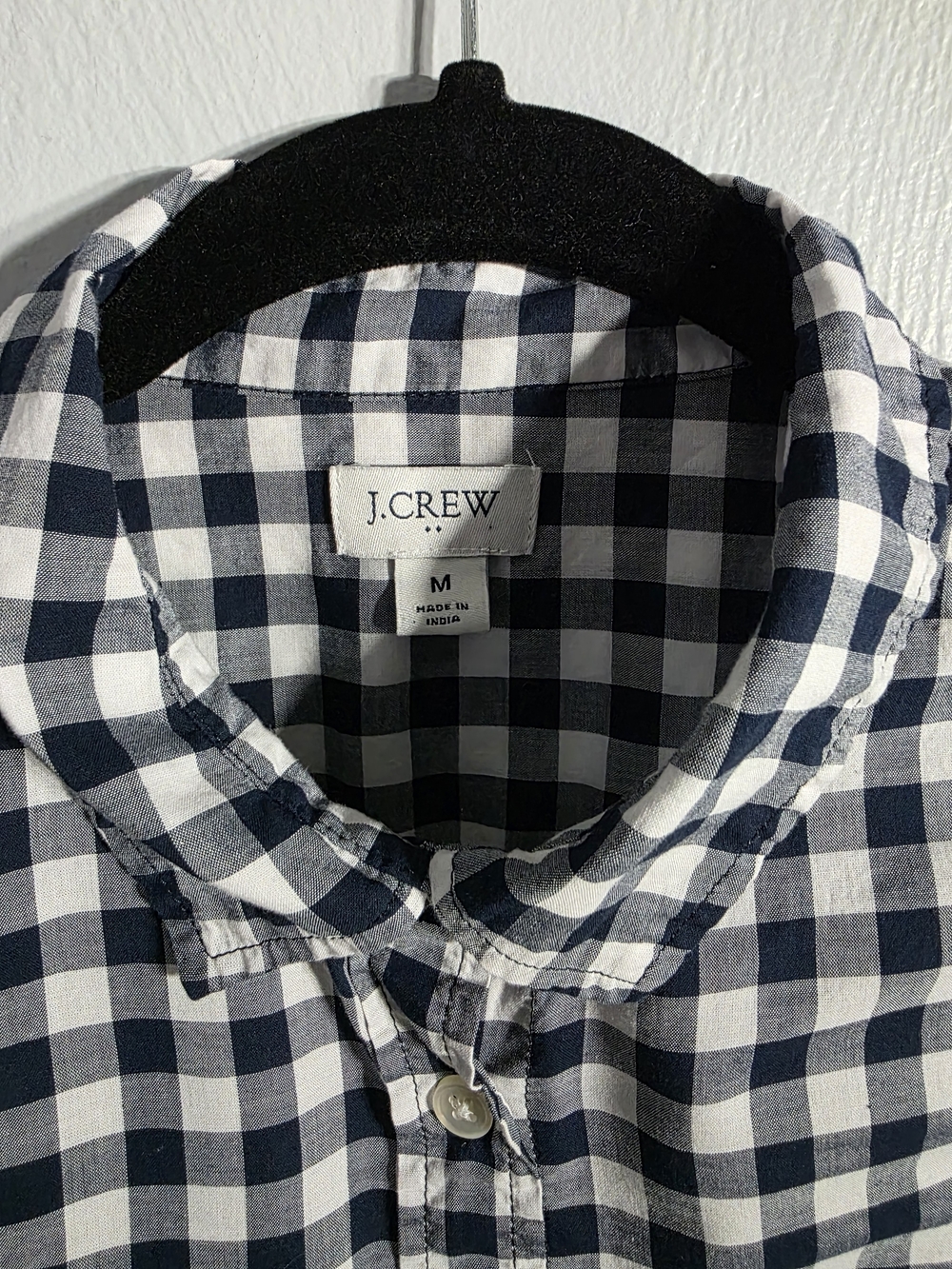 J. Crew Factory Navy gingham button-up shirt in signature fit Size M - Picture 6 of 12